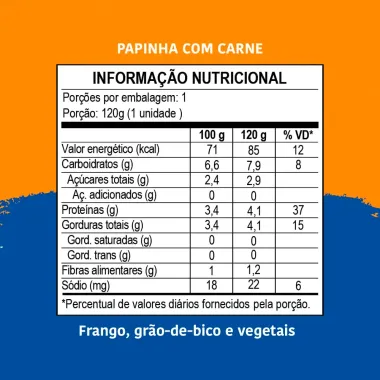 Papinha Papapá Sabor Frango Grão de Bico e Vegetais 6+ Meses 120g