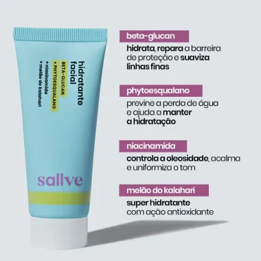 Hidratante Facial Sallve Beta Glucan e Phytoesqualano Gel Creme 40g