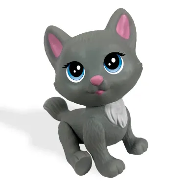 Mini Gata na Casinha Barbie Mini Pet 3+ Anos Cinza 1 Unidade