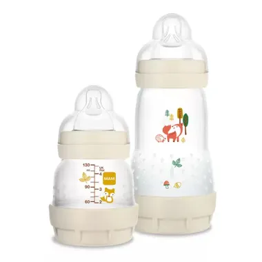 Kit Mamadeira MAM Easy Start Starter Set Anticólica 130ml e 260ml Cor Neutra Desenhos Sortidos 2 Unidades