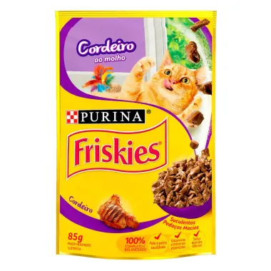 Ração Úmida para Gatos Friskies Adultos Sabor Cordeiro ao Molho em Sachê 85g