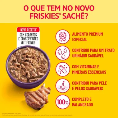 Ra&ccedil;&atilde;o &Uacute;mida para Gatos Friskies Adultos Sabor Cordeiro ao Molho em Sach&ecirc; 85g
