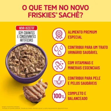 Ra&ccedil;&atilde;o &Uacute;mida para Gatos Friskies Adultos Sabor Cordeiro ao Molho em Sach&ecirc; 85g