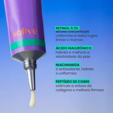Serum Antissinais Sallve Retinol 0,3%+Acido Hialurônico+Niacinamida+Peptideo De Cobre 30G