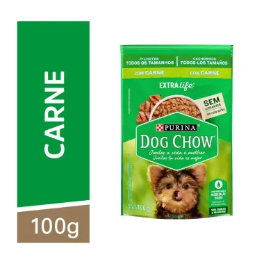 Ra&ccedil;&atilde;o &Uacute;mida para Cachorro Dog Chow Filhotes Extra Life Sabor Carne em Sach&ecirc; 100g