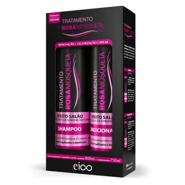 Kit Eico Tratamento Rosa Mosqueta Efeito Salão Shampoo 800ml e Condicionador 750ml