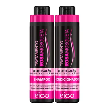 Kit Eico Tratamento Rosa Mosqueta Efeito Salão Shampoo 800ml e Condicionador 750ml