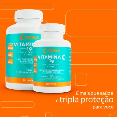 Vitamina C C- Triple 1g com 100 Comprimidos Revertidos