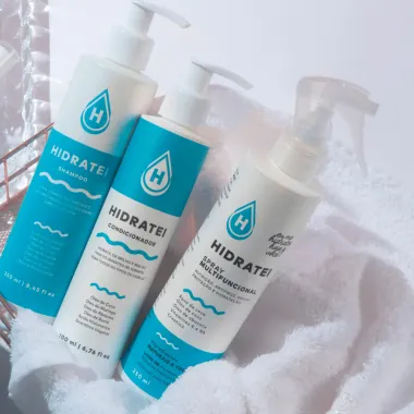 Kit Essencial Hidratação Hidratei Shampoo 250ml + Spray Multifuncional 250ml + Super Máscara 250g e Ganhe Condicionador 200ml