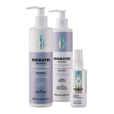 Kit Essencial Hidratei Antifrizz Shampoo 250ml e Condicionador 200ml Ganhe 30% de Desconto Spray Controle Absoluto 60ml