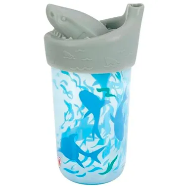 Copo Nûby com Tampa de Silicone Desenho 3D Azul Tubarão 9+ Meses 355ml