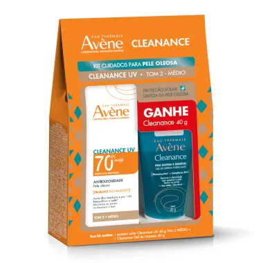 Protetor Solar Avène Cleanance UV FPS70 Antioleosidade Tom 2 Médio 40g e Ganhe Gel de Limpeza Cleanance 40g