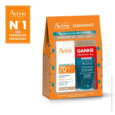 Protetor Solar Av&egrave;ne Cleanance UV FPS70 Antioleosidade Tom 2 M&eacute;dio 40g e Ganhe Gel de Limpeza Cleanance 40g