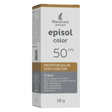 Protetor Solar Episol Color FPS 50 Stick com Cor Claro 18g