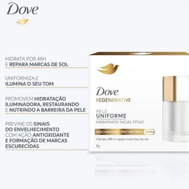 Hidratante Facial Dove FPS30 Regenerative Pele Uniforme 50g