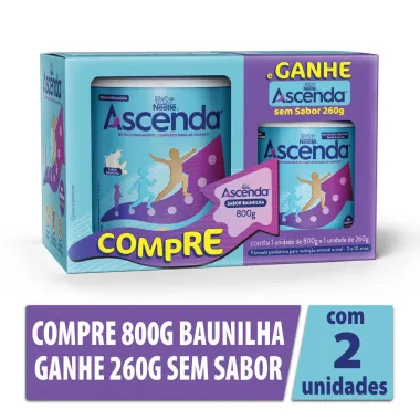 Ascenda Baunilha 800g e Ganhe Ascenda Sem Sabor 260g