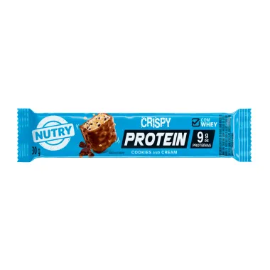 Barra de Proteína Nutry Crispy Protein com 9g de Proteínas Sabor Cookies & Cream 30g