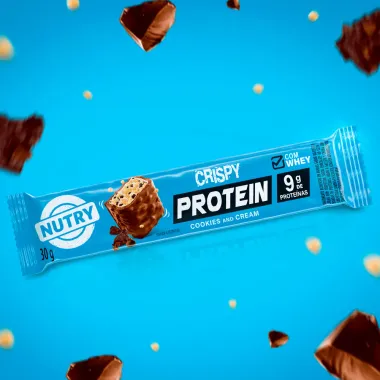 Barra de Proteína Nutry Crispy Protein com 9g de Proteínas Sabor Cookies & Cream 30g