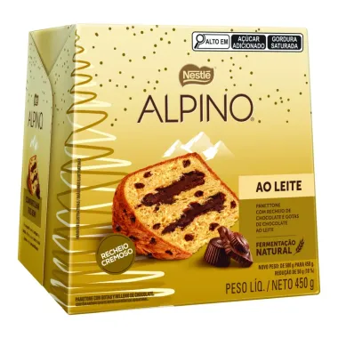 Panettone Alpino com Recheio Cremoso de Chocolate e Gostas de Chocolate 450g