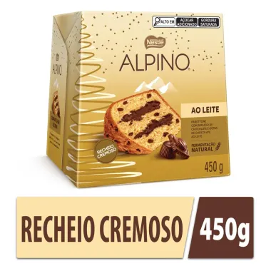 Panettone Alpino com Recheio Cremoso de Chocolate e Gostas de Chocolate 450g