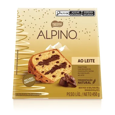Panettone Alpino com Recheio Cremoso de Chocolate e Gostas de Chocolate 450g
