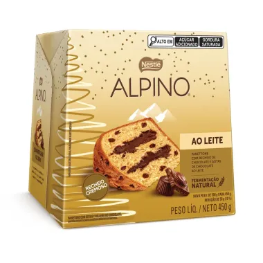 Panettone Alpino com Recheio Cremoso de Chocolate e Gostas de Chocolate 450g