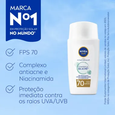 Protetor Solar Nivea Sun UV Face Specialist Controle da Acne FPS 70 40ml