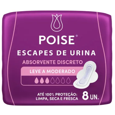 Absorvente Discreto Poise Escapes de Urina Leve e Moderado C/8