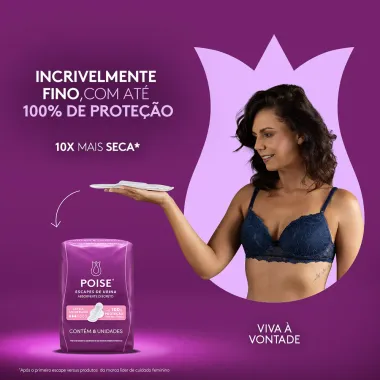 Absorvente Discreto Poise Escapes de Urina Leve e Moderado C/8