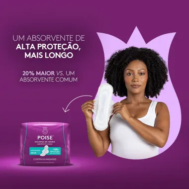 Absorvente Longo Poise Escapes de Urina Moderado com 8 Unidades