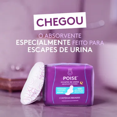 Absorvente Noturno Poise Escapes de Urina Moderado A Intenso com 8 Unidades