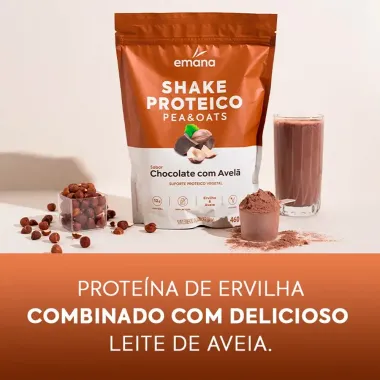 Shake Proteico Pea & Oats Emana Sabor Chocolate com Avelã 450g