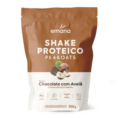 Shake Proteico Pea & Oats Emana Sabor Chocolate com Avelã 450g