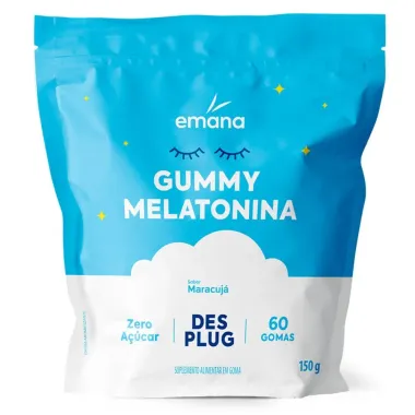 Gummy Melatonina Emana Desplug Sabor Maracujá Zero Açúcar com 60 Gomas