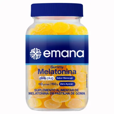 Gummy Melatonina Emana Desplug Sabor Maracujá Zero Açúcar com 60 Gomas