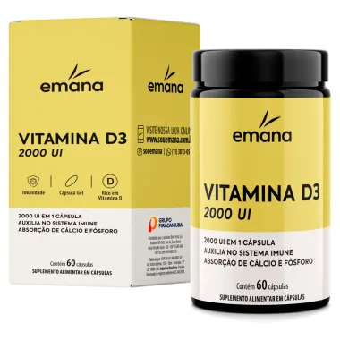 Vitamina D3 20000 UI Emana com 60 Cápsulas