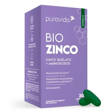 Bio Zinco Puravida com 30 Cápsulas Softgel