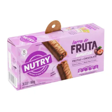 Barra de Fruta Nutry Ameixa com Chocolate com 3 Unidades de 20g cada