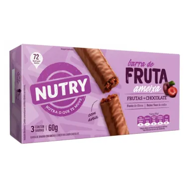 Barra de Fruta Nutry Ameixa com Chocolate com 3 Unidades de 20g cada