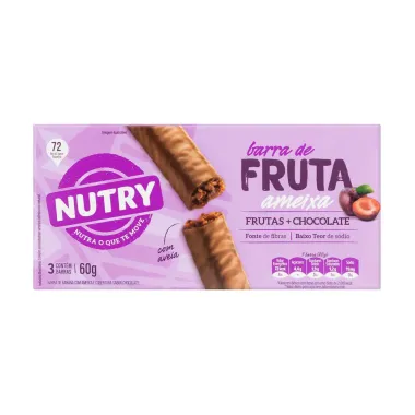 Barra de Fruta Nutry Ameixa com Chocolate com 3 Unidades de 20g cada