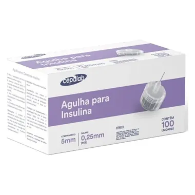 Agulha para Caneta de Insulina Cepalab 5 x 0,25mm 31G com 100 Unidades