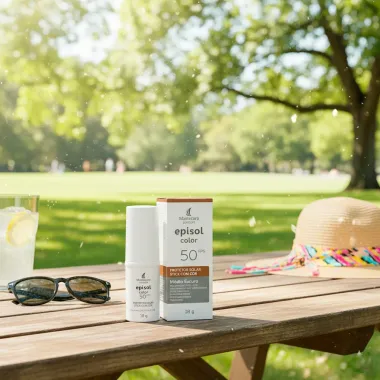 Protetor Solar Episol Color FPS 50 Stick com Cor M&eacute;dio Escuro 18g