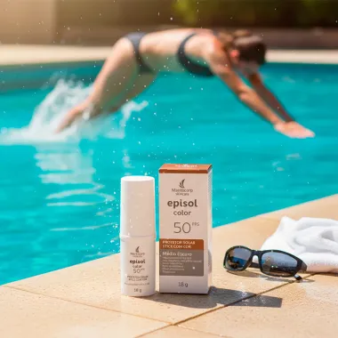 Protetor Solar Episol Color FPS 50 Stick com Cor M&eacute;dio Escuro 18g