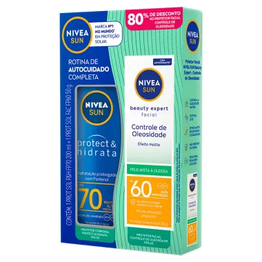 Kit Nivea Sun Protetor Solar Protect & Hidrata FPS 70 200ml e Ganhe 80% de Desconto no Protetor Beauty Expert FPS 60 50g