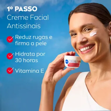 Kit Protetor Solar Nivea Sun Toque Seco Antissinais FPS 70 40ml e Creme Facial Nivea Antissinais 100g