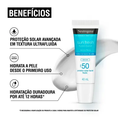 Protetor Solar Neutrogena Sun Fresh Hydro Boost FPS 50 Sem Cor 40ml