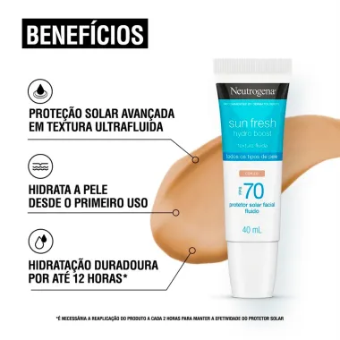 Protetor Solar Neutrogena Sun Fresh Hydro Boost FPS 70 Cor 2.0 40ml