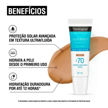 Protetor Solar Neutrogena Sun Fresh Hydro Boost FPS 70 Cor 3.0 40ml