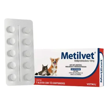 Metilvet 10mg para Cães e Gatos com 10 Comprimidos