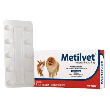 Metilvet 5mg para Cães e Gatos com 10 Comprimidos